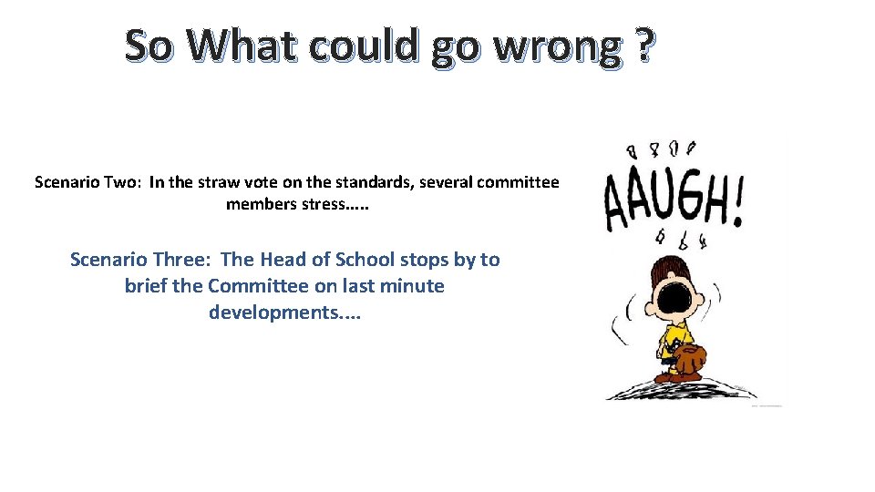 So What could go wrong ? Scenario Two: In the straw vote on the So What could go wrong ? Scenario Two: In the straw vote on the