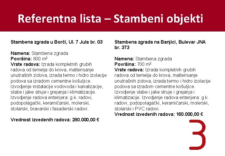 Referentna lista – Stambeni objekti Stambena zgrada u Borči, Ul. 7 Jula br. 03
