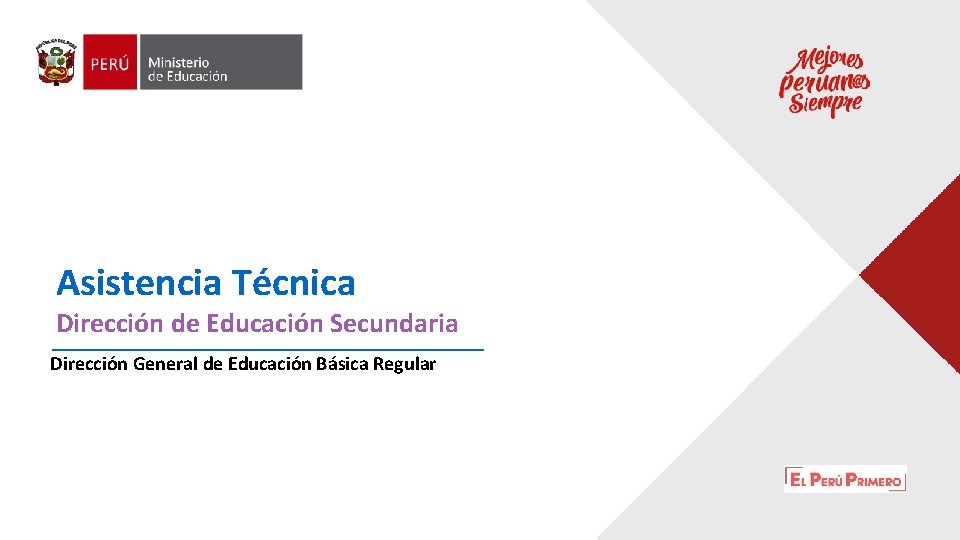 Asistencia Técnica Dirección de Educación Secundaria Dirección General de Educación Básica Regular 