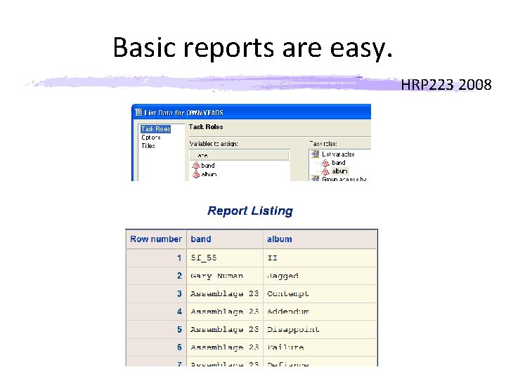 Basic reports are easy. HRP 223 2008 