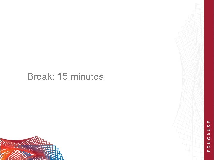Break: 15 minutes 