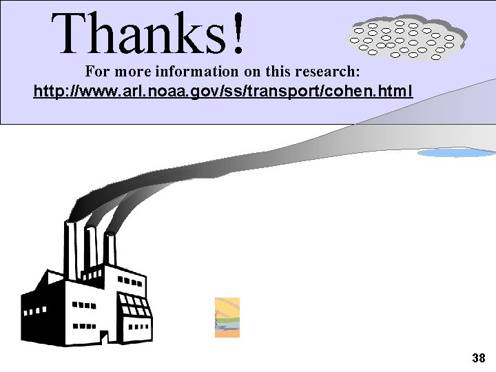 Thanks! For more information on this research: http: //www. arl. noaa. gov/ss/transport/cohen. html 38