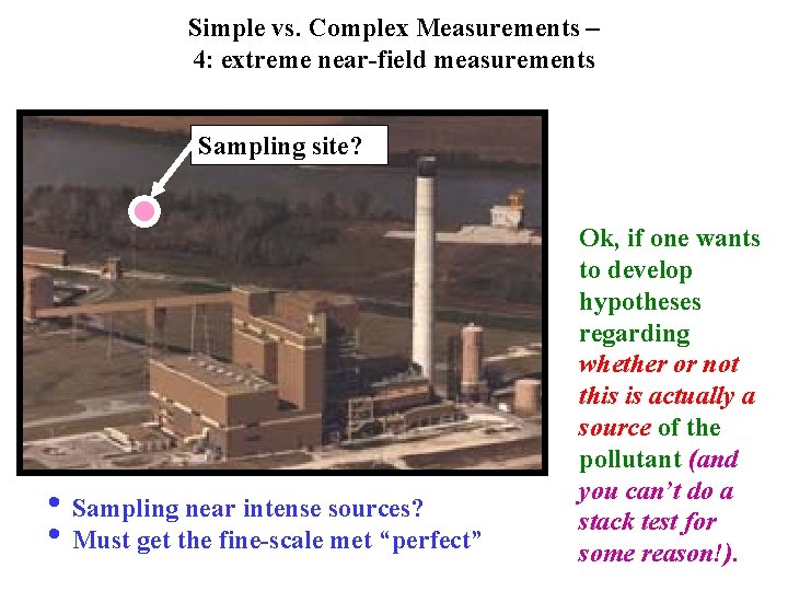 Simple vs. Complex Measurements – 4: extreme near-field measurements Sampling site? • Sampling near