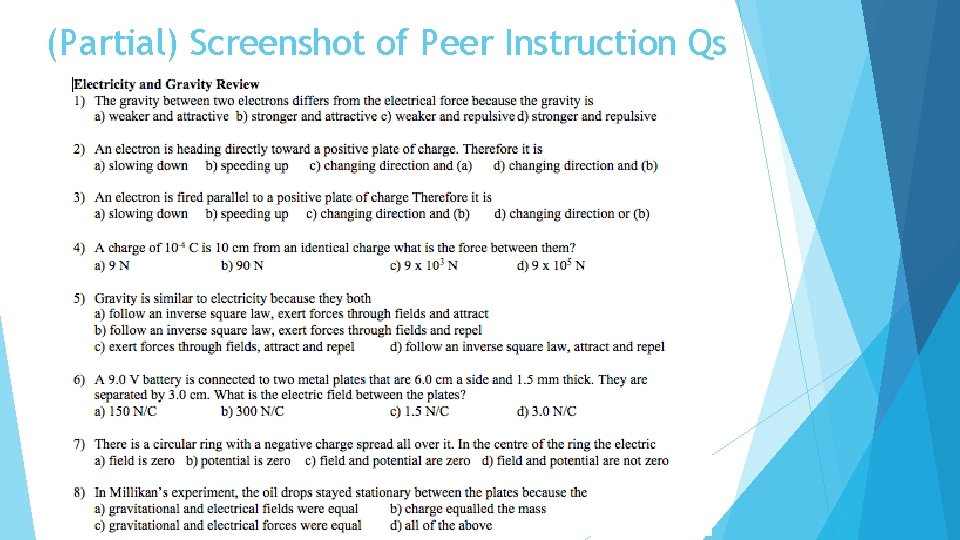 (Partial) Screenshot of Peer Instruction Qs 