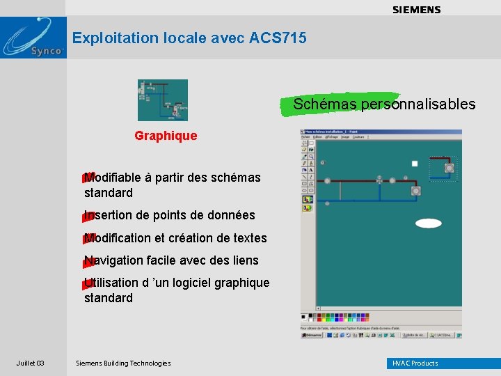 . . . . Exploitation locale avec ACS 715 Schémas personnalisables Graphique Modifiable à