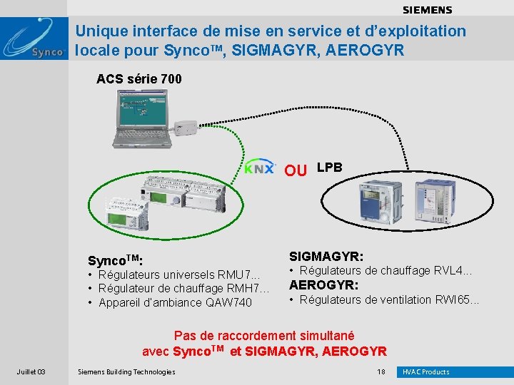 . . . . Unique interface de mise en service et d’exploitation locale pour