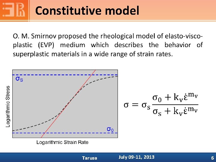 Constitutive model • Tarusa July 09 -11, 2013 6 