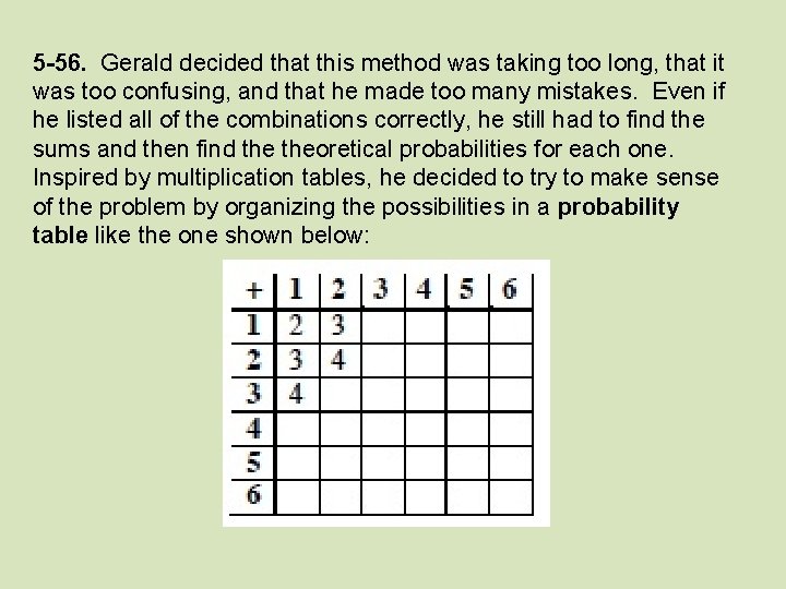 5 -56. Gerald decided that this method was taking too long, that it was