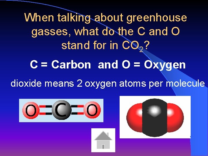 When talking about greenhouse gasses, what do the C and O stand for in