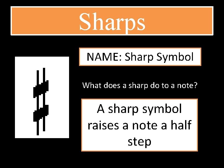 Sharps NAME: Sharp Symbol What does a sharp do to a note? A sharp