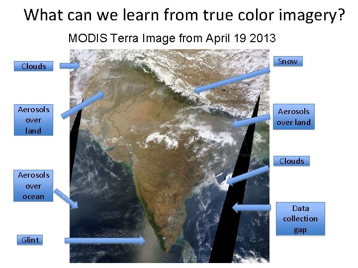 What can we learn from true color imagery? MODIS Terra Image from April 19