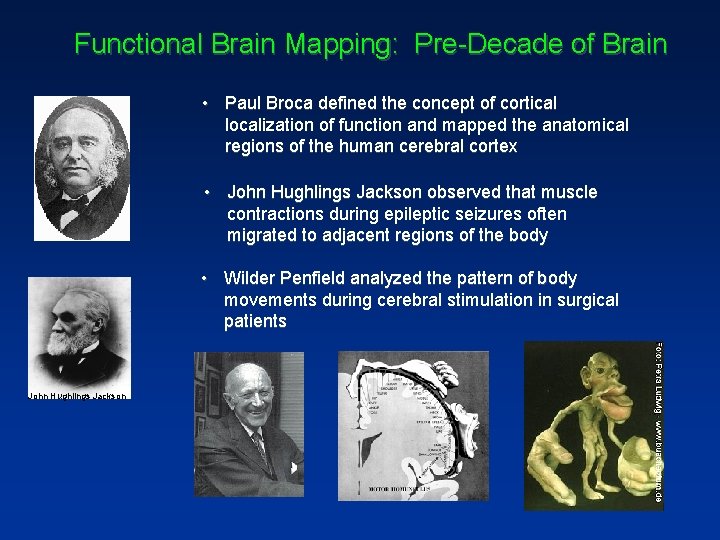 Functional Brain Mapping: Pre-Decade of Brain • Paul Broca defined the concept of cortical
