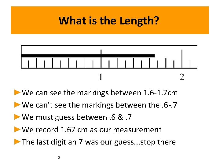 What is the Length? ►We can see the markings between 1. 6 -1. 7 What is the Length? ►We can see the markings between 1. 6 -1. 7