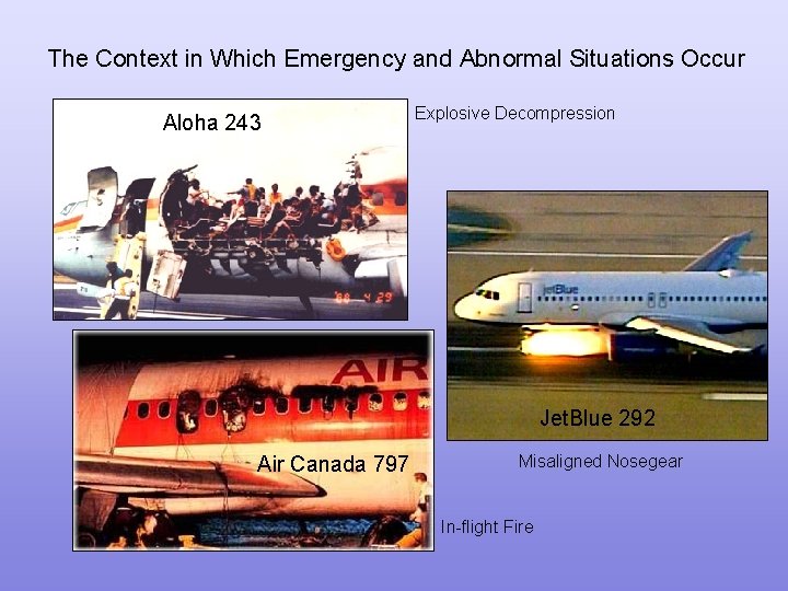 The Context in Which Emergency and Abnormal Situations Occur Aloha 243 Explosive Decompression Jet.