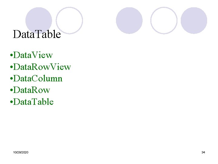 Data. Table • Data. View • Data. Row. View • Data. Column • Data.