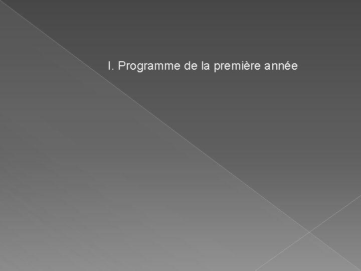 I. Programme de la première année 