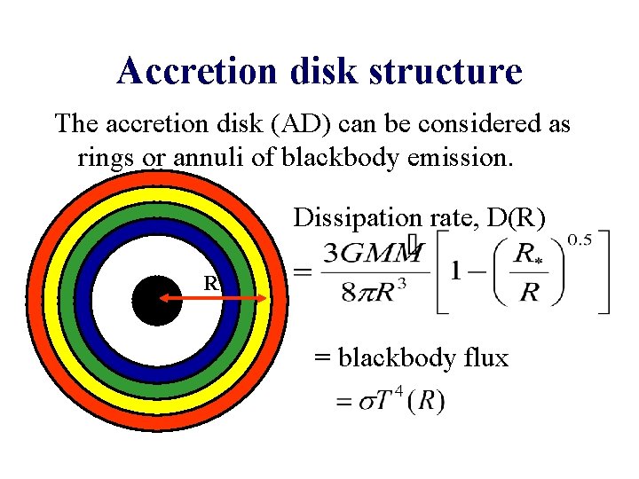 Accretion disk structure The accretion disk (AD) can be considered as rings or annuli