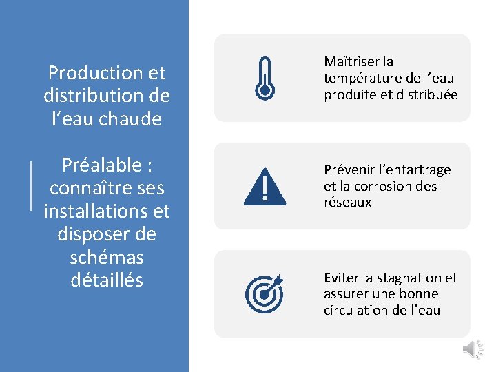 Production et distribution de l’eau chaude Préalable : connaître ses installations et disposer de