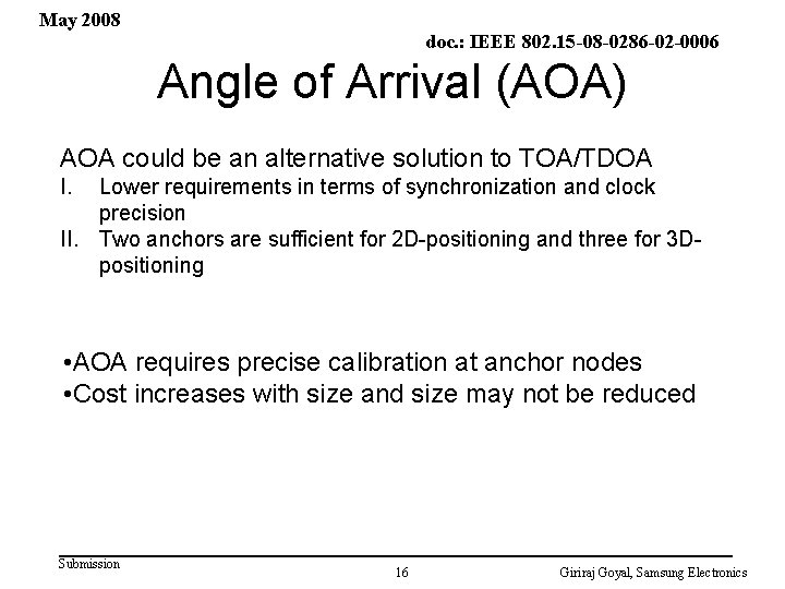 May 2008 doc. : IEEE 802. 15 -08 -0286 -02 -0006 Angle of Arrival