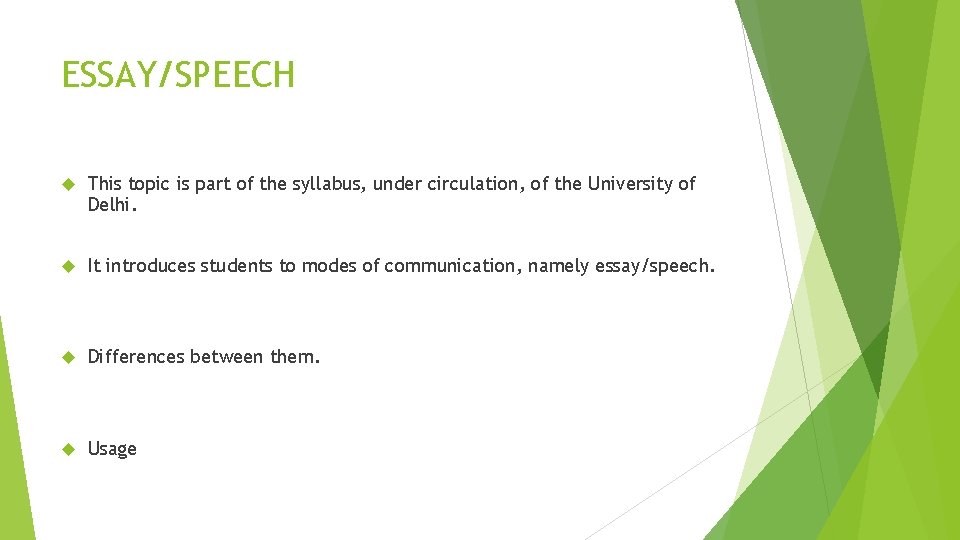 ESSAY/SPEECH This topic is part of the syllabus, under circulation, of the University of