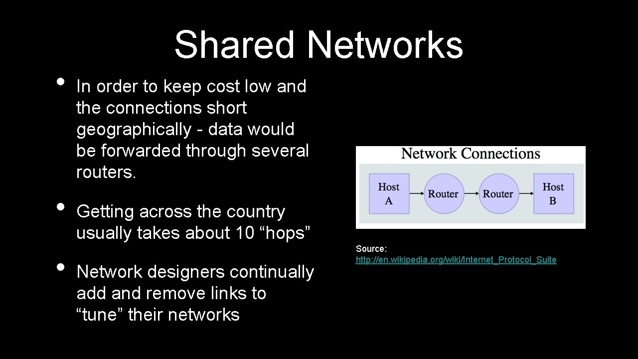  • • • Shared Networks In order to keep cost low and the