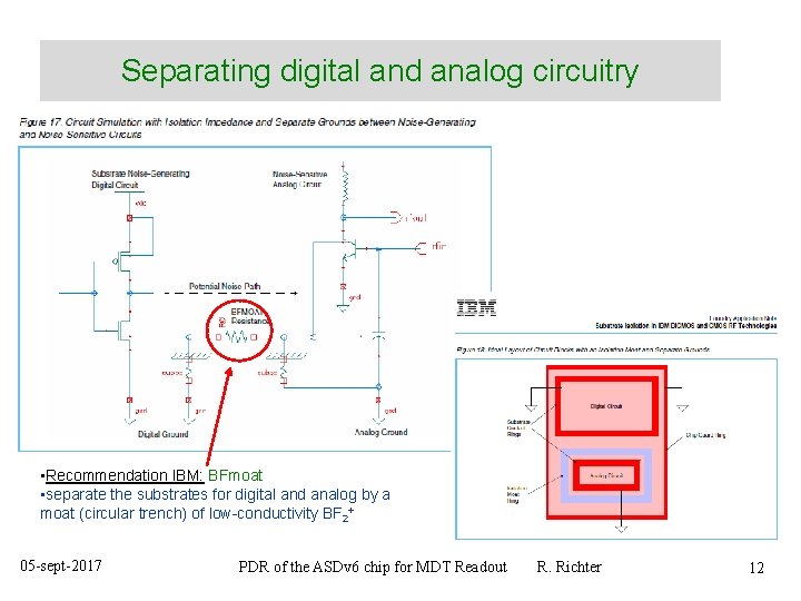 Separating digital and analog circuitry • Recommendation IBM: BFmoat • separate the substrates for