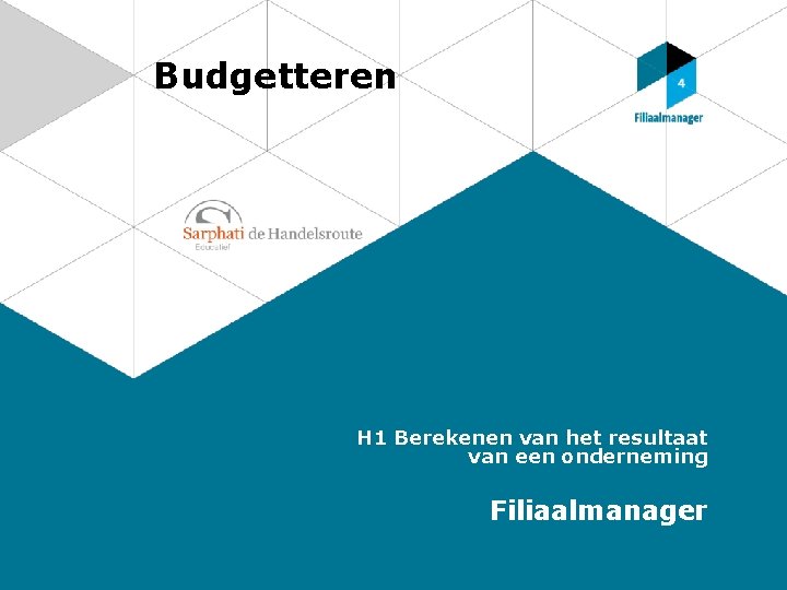 Budgetteren H 1 Berekenen van het resultaat van een onderneming Filiaalmanager 