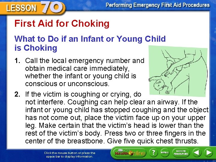 First Aid for Choking What to Do if an Infant or Young Child is