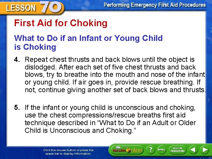 First Aid for Choking What to Do if an Infant or Young Child is