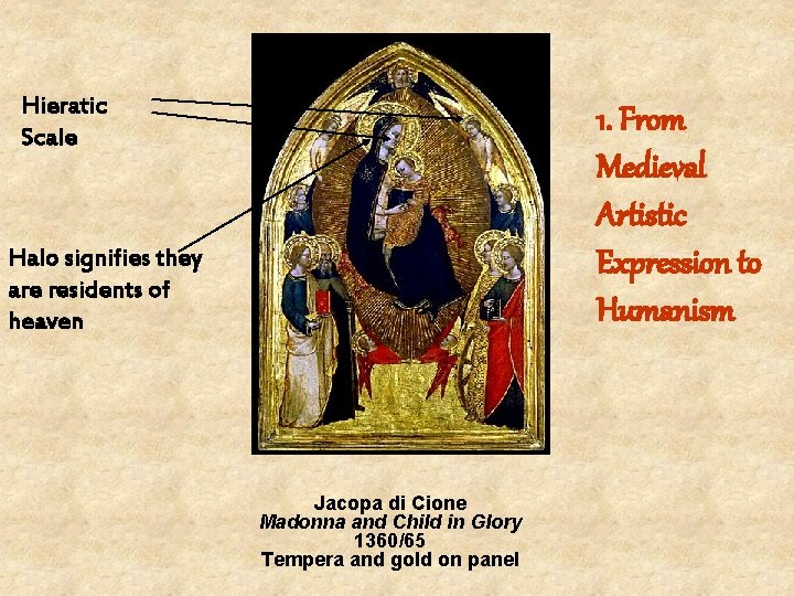 Hieratic Scale 1. From Medieval Artistic Expression to Humanism Halo signifies they are residents Hieratic Scale 1. From Medieval Artistic Expression to Humanism Halo signifies they are residents