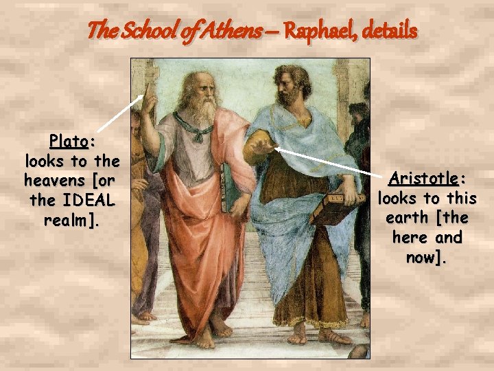 The School of Athens – Raphael, details Plato: looks to the heavens [or the The School of Athens – Raphael, details Plato: looks to the heavens [or the
