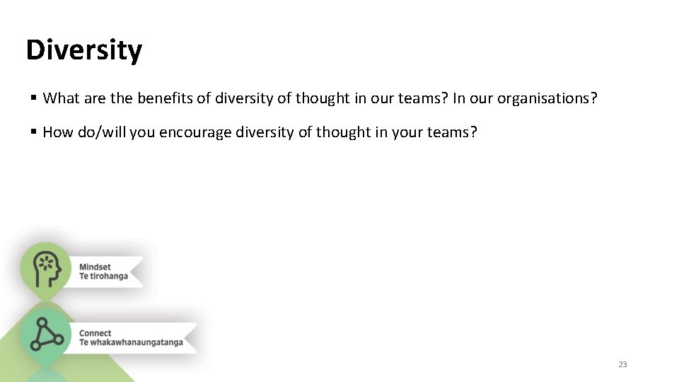 Diversity What are the benefits of diversity of thought in our teams? In our