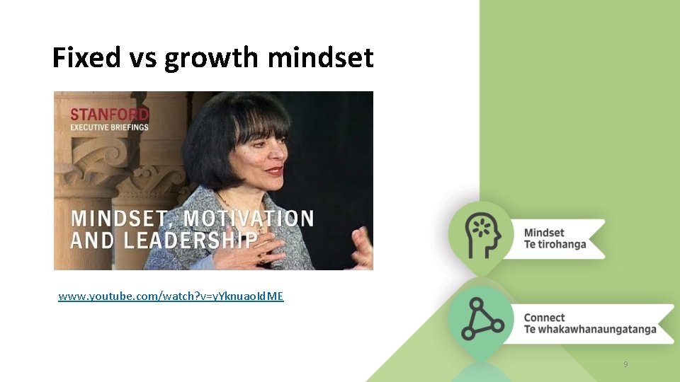 Fixed vs growth mindset www. youtube. com/watch? v=y. Yknuao. Id. ME 9 