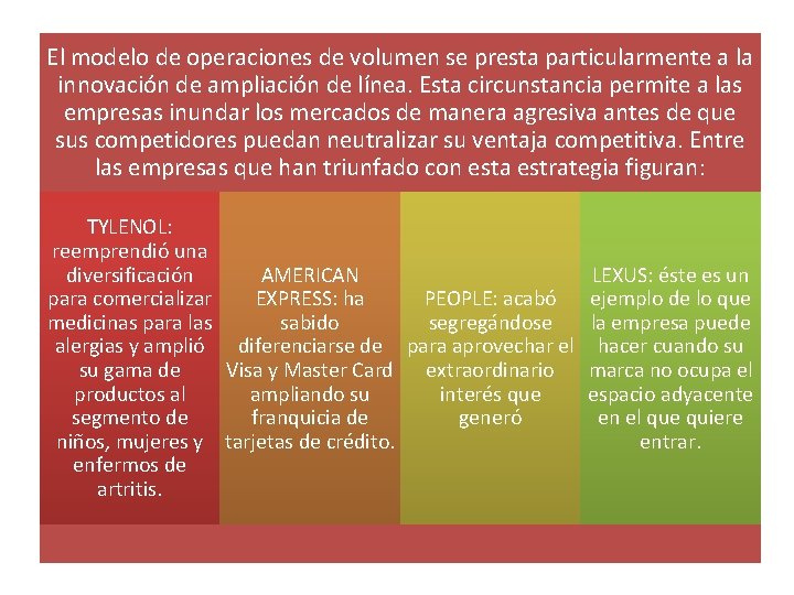 El modelo de operaciones de volumen se presta particularmente a la innovación de ampliación El modelo de operaciones de volumen se presta particularmente a la innovación de ampliación