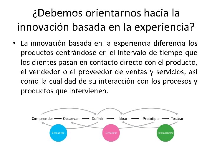 ¿Debemos orientarnos hacia la innovación basada en la experiencia? • La innovación basada en ¿Debemos orientarnos hacia la innovación basada en la experiencia? • La innovación basada en