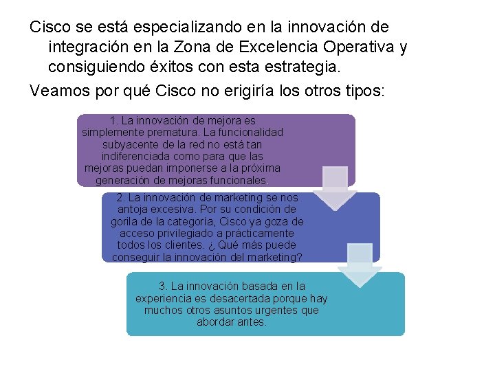 Cisco se está especializando en la innovación de integración en la Zona de Excelencia Cisco se está especializando en la innovación de integración en la Zona de Excelencia