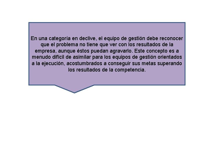 En una categoría en declive, el equipo de gestión debe reconocer que el problema En una categoría en declive, el equipo de gestión debe reconocer que el problema