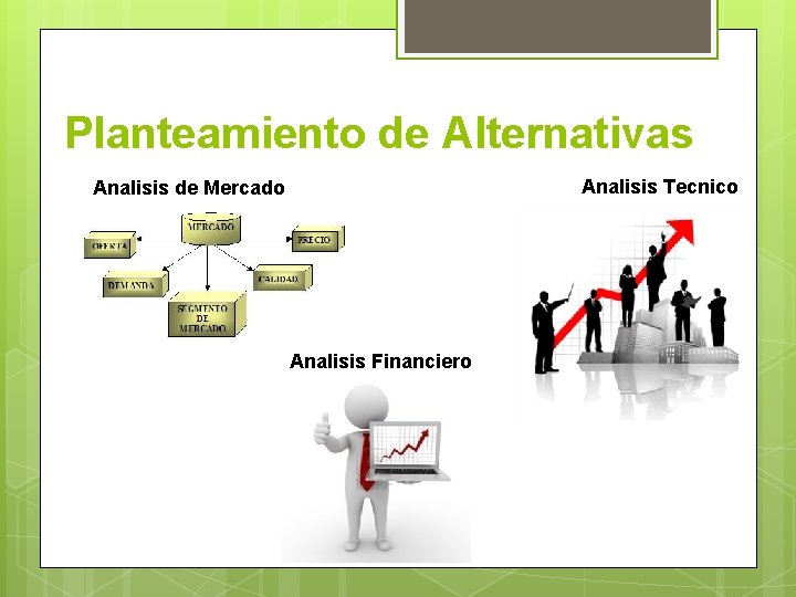 Planteamiento de Alternativas Analisis de Mercado Analisis Financiero Analisis Tecnico 