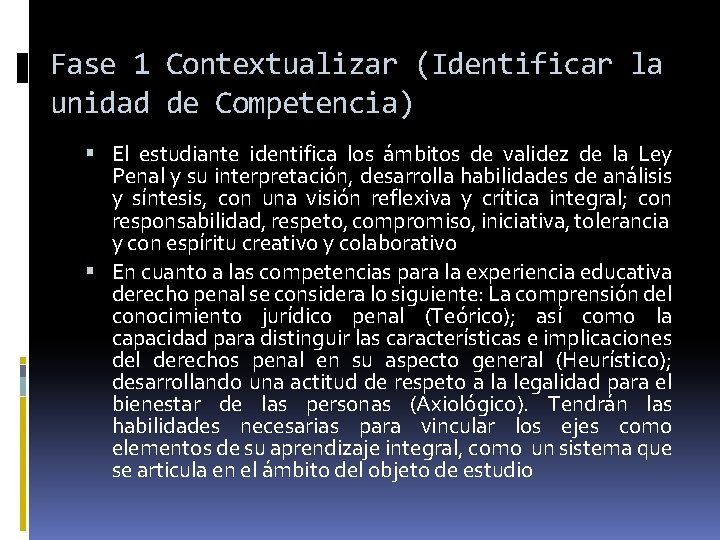 Fase 1 Contextualizar (Identificar la unidad de Competencia) El estudiante identifica los ámbitos de