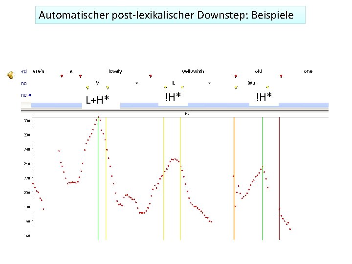 Automatischer post-lexikalischer Downstep: Beispiele L+H* !H* 