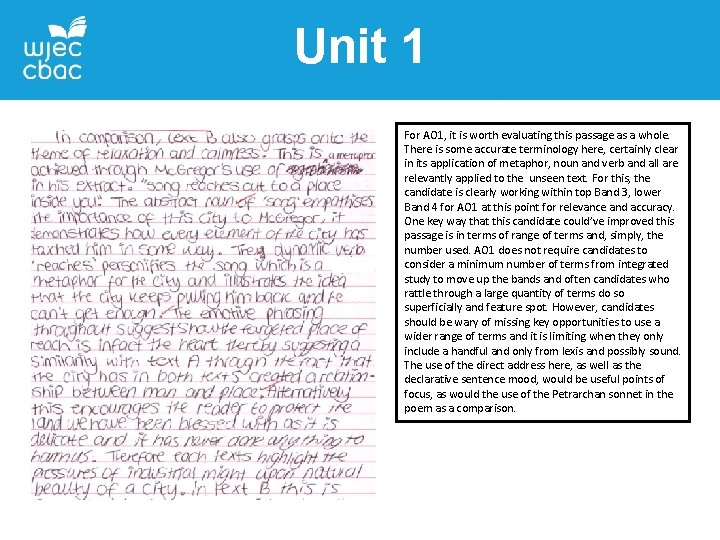 Unit 1 For AO 1, it is worth evaluating this passage as a whole. Unit 1 For AO 1, it is worth evaluating this passage as a whole.