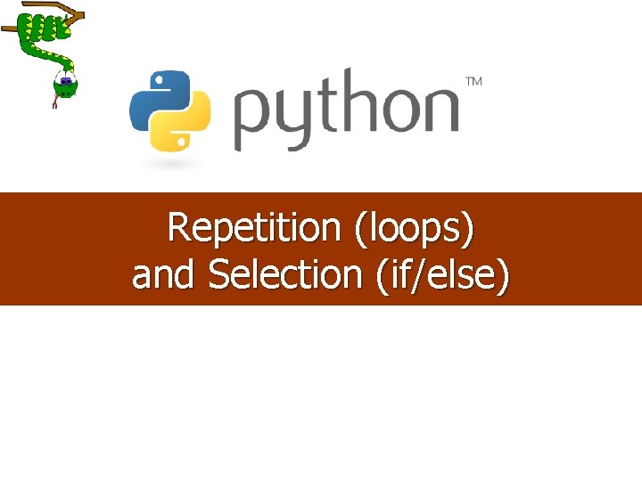 Repetition (loops) and Selection (if/else) 