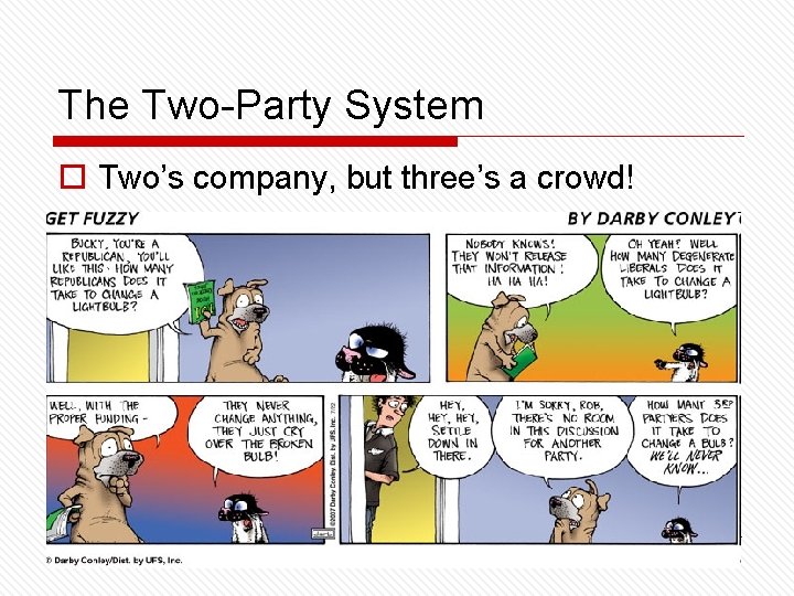 The Two-Party System o Two’s company, but three’s a crowd! 