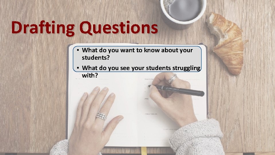 Drafting Questions • What do you want to know about your students? • What