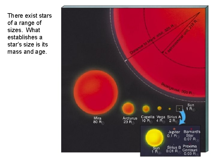 There exist stars of a range of sizes. What establishes a star’s size is