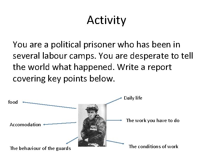 Activity You are a political prisoner who has been in several labour camps. You