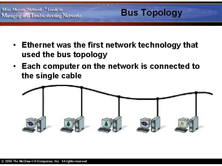 Bus Topology • Ethernet was the first network technology that used the bus topology