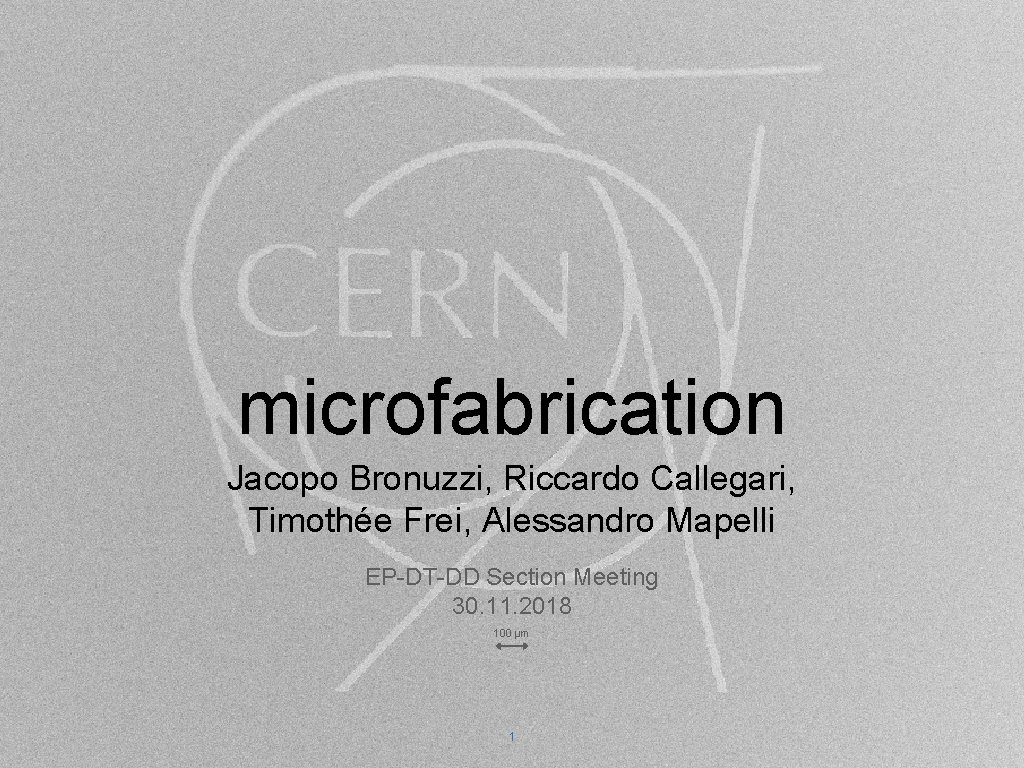microfabrication Jacopo Bronuzzi, Riccardo Callegari, Timothée Frei, Alessandro Mapelli EP-DT-DD Section Meeting 30. 11.