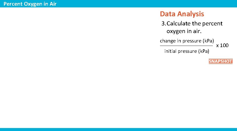 Percent Oxygen in Air Data Analysis 3. Calculate the percent oxygen in air. change