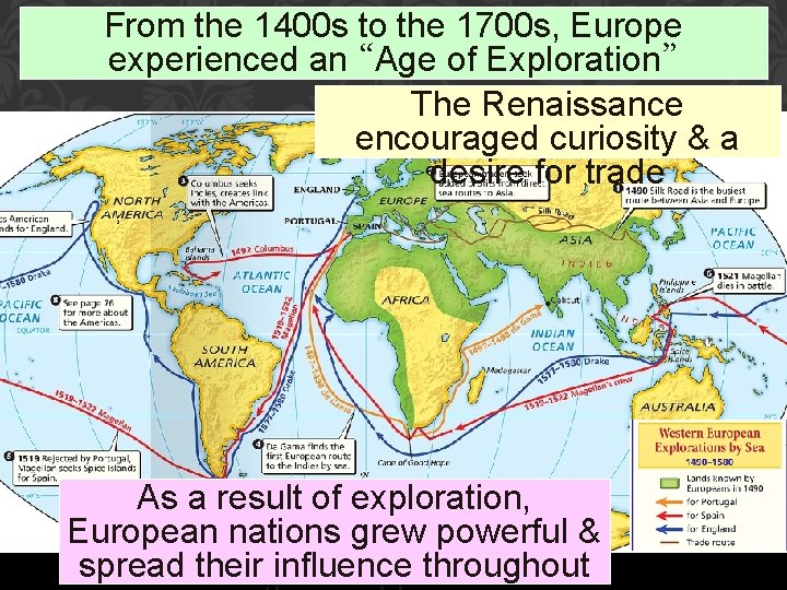 From the 1400 s to the 1700 s, Europe experienced an “Age of Exploration”